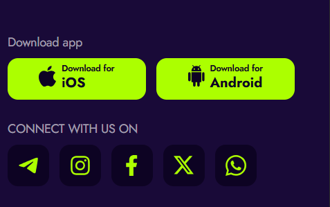 Irwin Casino mobile app — download for iOS and Android, social media links Telegram, Instagram, Facebook, X, WhatsApp